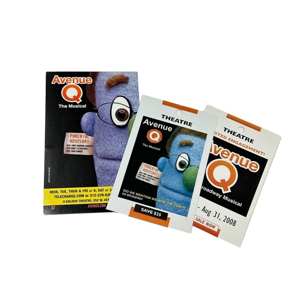 Other - Broadway Theater Avenue Q Mini Pocket Flyer Lot 3 Golden Elgin Theaters 2008